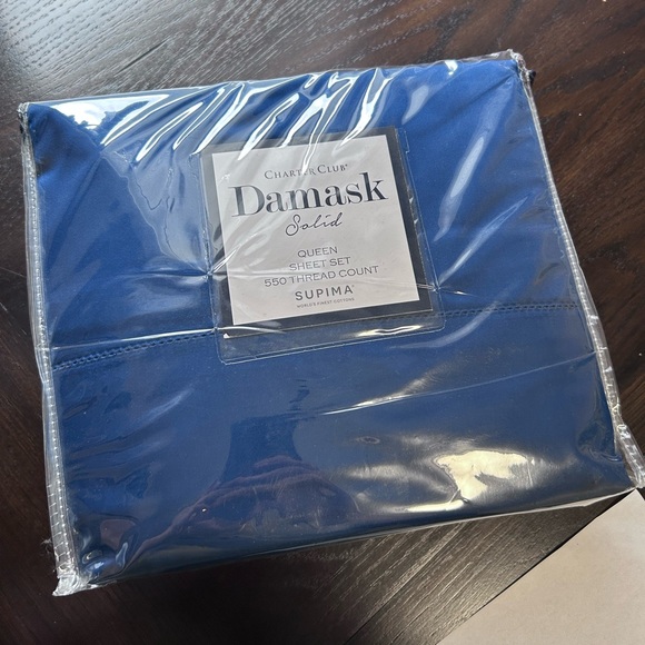 Charter Club Damask Supima Cotton Sheet Set in Rich Blue